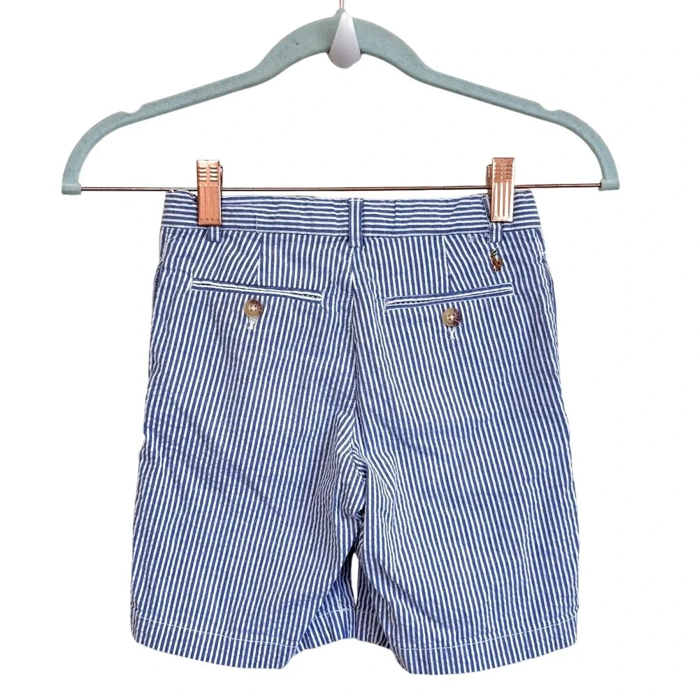 Polo Ralph Lauren Boys Preppy Polo Shirt & Shorts Set Size 7 Red Blue Seersucker